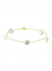 18 Karat Gold Mother Of Pearl And Crystal Ball Charm Bracelet