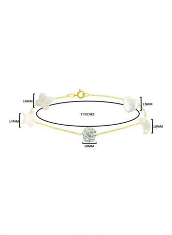 18 Karat Gold Mother Of Pearl And Crystal Ball Charm Bracelet
