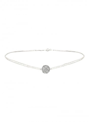 18 Karat White Gold 0.07 Carat Diamonds Solitaire Double Link Bracelet
