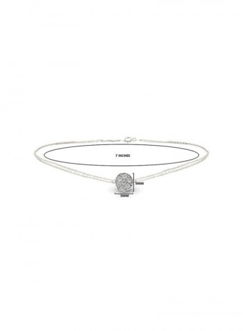 18 Karat White Gold 0.07 Carat Diamonds Solitaire Double Link Bracelet
