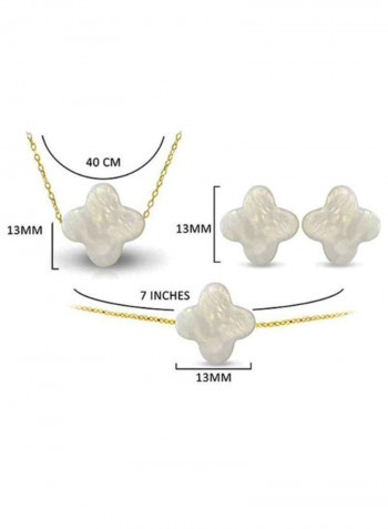 18 Karat Gold Plum Flower Pearl Jewellery Set