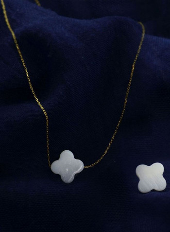 18 Karat Gold Plum Flower Pearl Jewellery Set