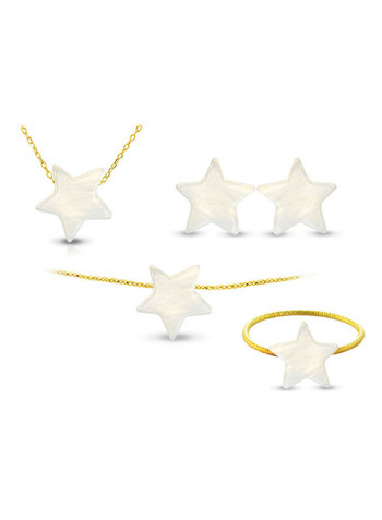 4-Piece 10k Gold Star Shape Mother Of Pearl Jewelry Set