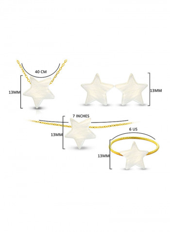 4-Piece 10k Gold Star Shape Mother Of Pearl Jewelry Set