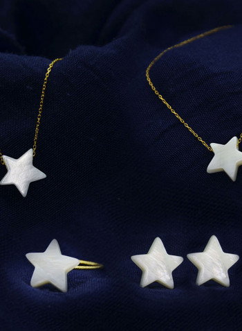 4-Piece 10k Gold Star Shape Mother Of Pearl Jewelry Set