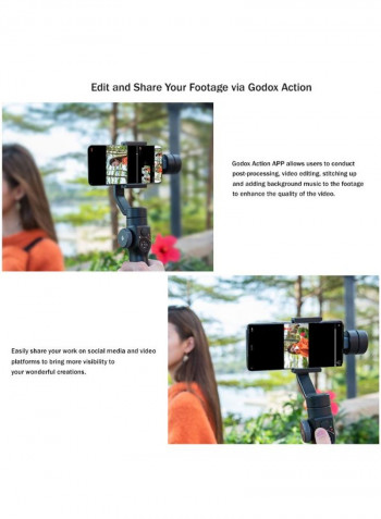 3-Axis Handheld Steady Gimbal PTZ Camera Mount Black