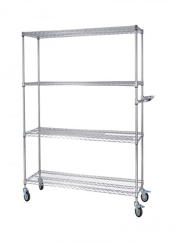 4-Layer Stainless Steel Storage Rack Trolley Silver 90x35x160cm