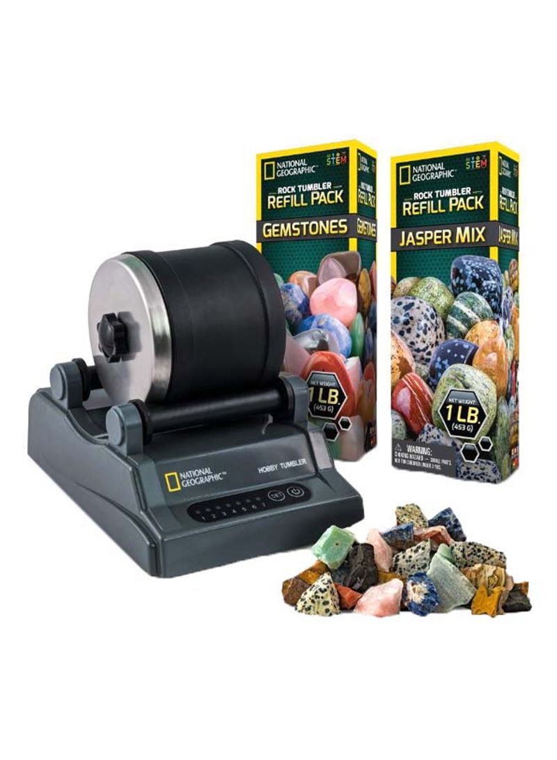 Hobby Rock Tumbler Kit With Jasper Mix And Gemstone Refill Pack