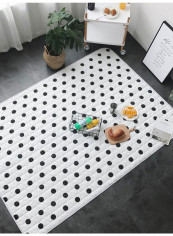 Dot Pattern Durable Waterproof Picnic Mat White/Black 140(W)x200(L)centimeter