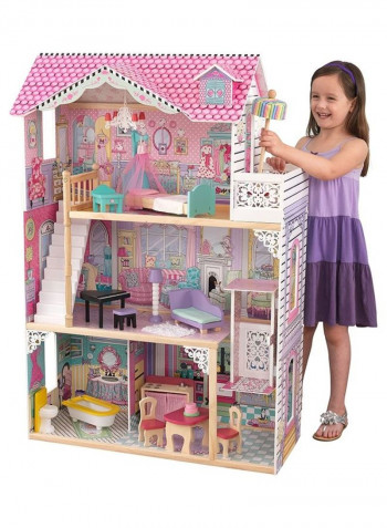 Annabelle Wooden Dolls House With Furniture And Accessories Play Set 88.26x40.64x119.3cm