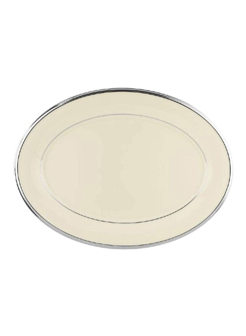 Oval Platter Beige/Silver 16inch
