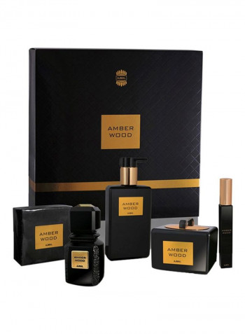 مجموعة هدايا من عطور أمبر ود (Amber Wood 50ml, Body Butter 50gm, Bar Soap 200gm, Shower Gel 200ml & Hair Parfume 8ml)