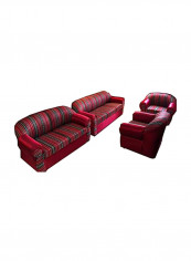 7-Seater MAB Red pattern Sectional Sofa Set Red/Black
