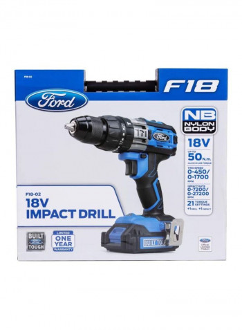 18V Li-Ion 1.5Ah Professional Cordless Impact Drill Blue/Black