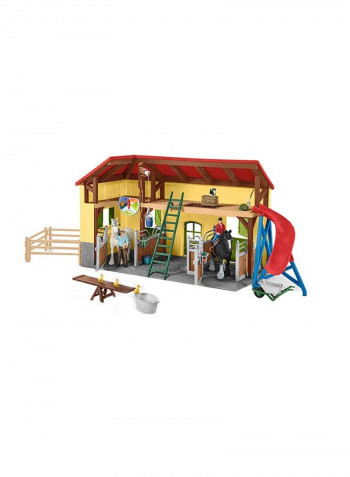 Stable With Horses And Accessories Playset 40x29.5x60cm