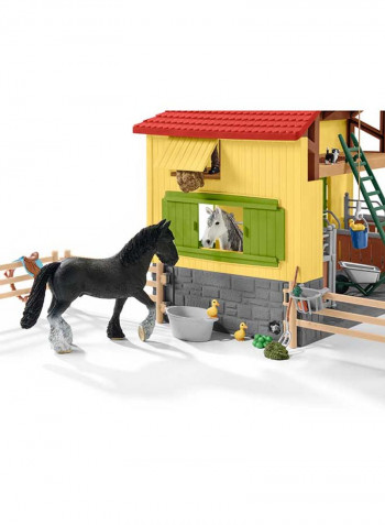 Stable With Horses And Accessories Playset 40x29.5x60cm