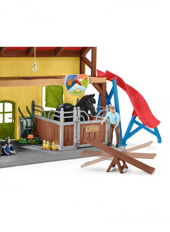 Stable With Horses And Accessories Playset 40x29.5x60cm