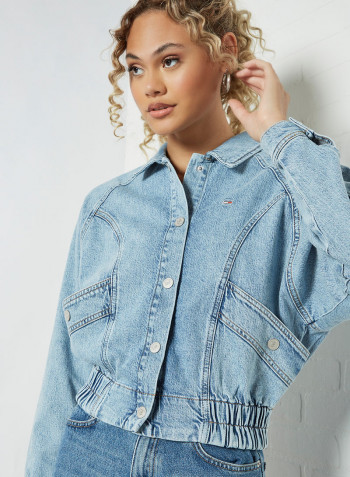 Crop Denim Jacket Blue