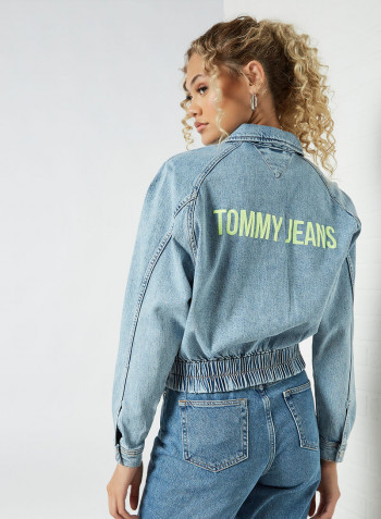 Crop Denim Jacket Blue