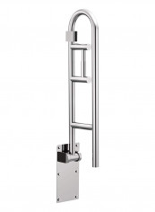 Flip- Up Bathroom Grab Bar With Toilet Paper Holder Silver 30inch