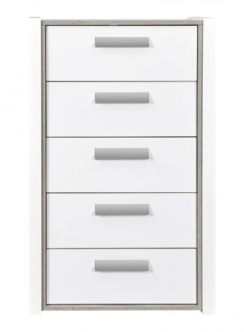 Cementino Chest Of 5-Drawers Nightstand White