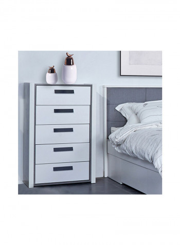 Cementino Chest Of 5-Drawers Nightstand White