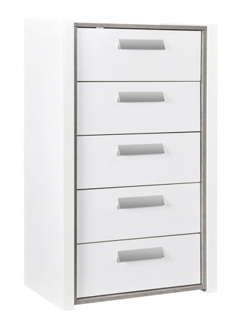 Cementino Chest Of 5-Drawers Nightstand White