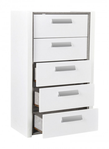 Cementino Chest Of 5-Drawers Nightstand White