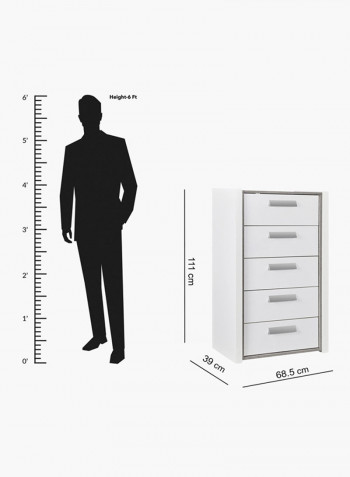 Cementino Chest Of 5-Drawers Nightstand White