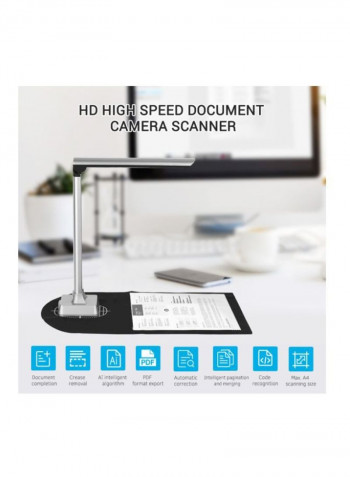 HD High Speed Document Scanner Set Silver/Black