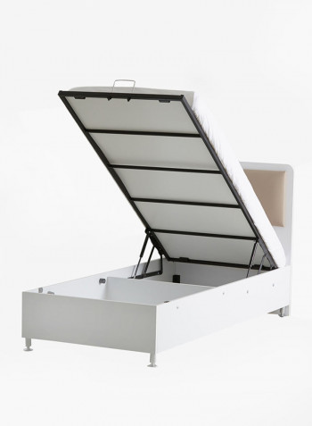 Joy Hydraulic Storage Single Bed With Headboard White 90 x 200centimeter