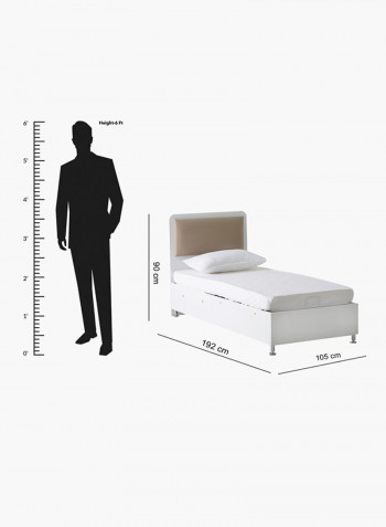 Joy Hydraulic Storage Single Bed With Headboard White 90 x 200centimeter
