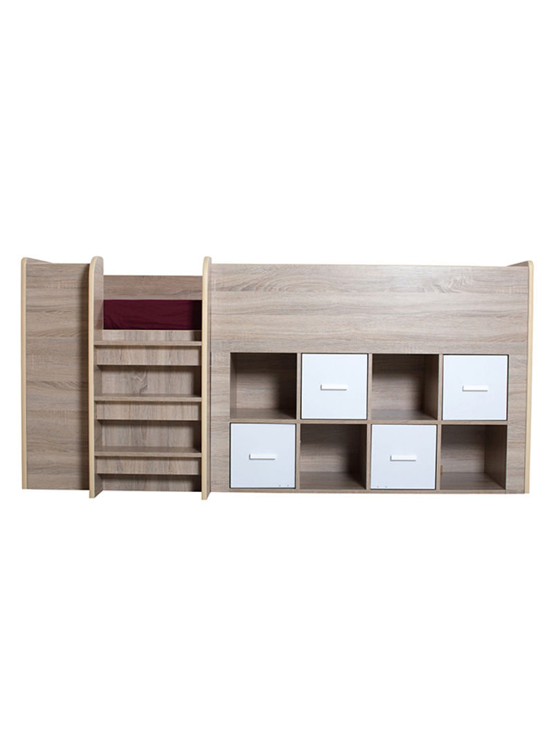 Costagat Xmore Loft Storage Bunk Bed Brown/White 90 x 190centimeter