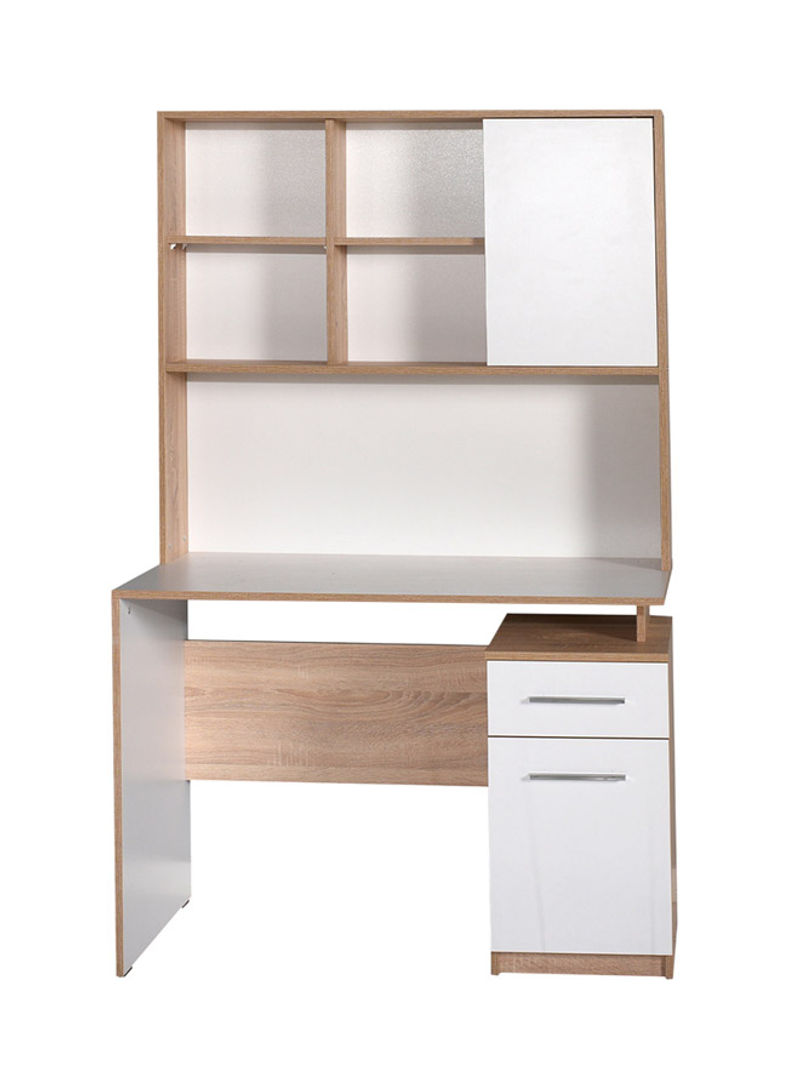 Plus Study Desk With Shelf Unit And 2-Drawers Cabinet Multicolour 105 x 170 x 56centimeter