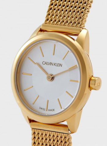 Women's Minimal Yellow Gold Mesh Strap Watch