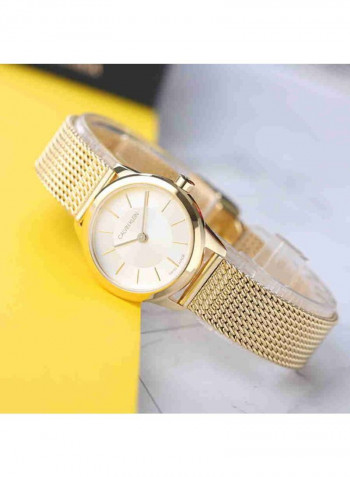 Women's Minimal Yellow Gold Mesh Strap Watch