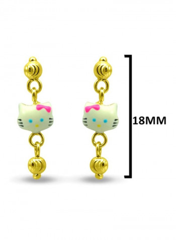 18 Karat Solid Gold Kitty Dangling Earrings