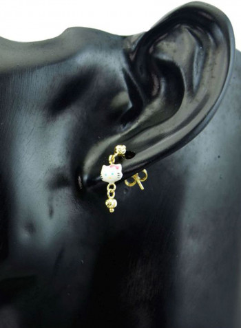 18 Karat Solid Gold Kitty Dangling Earrings
