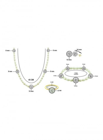 Pack Of 4 18 Karat Gold Built-in Gradual Crystal Balls And Pearls Strand Set