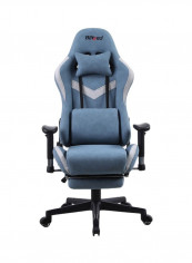 Gaming Chair Racing Style With Retractable Footrest Blue