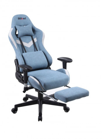 Gaming Chair Racing Style With Retractable Footrest Blue