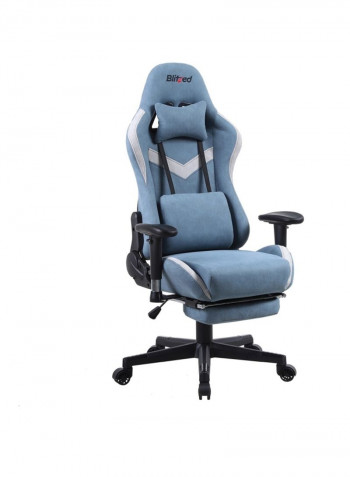 Gaming Chair Racing Style With Retractable Footrest Blue