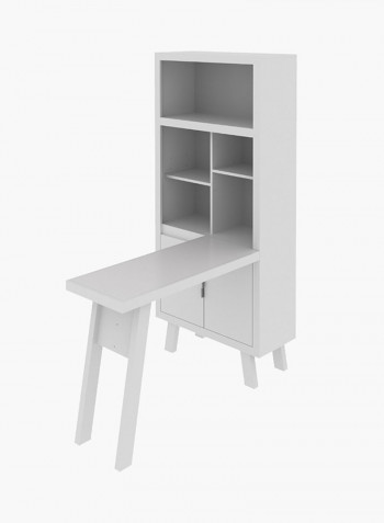 Zeus Bookcase With Desk White 77.6x122x173.5centimeter