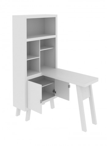 Zeus Bookcase With Desk White 77.6x122x173.5centimeter