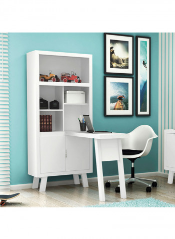 Zeus Bookcase With Desk White 77.6x122x173.5centimeter