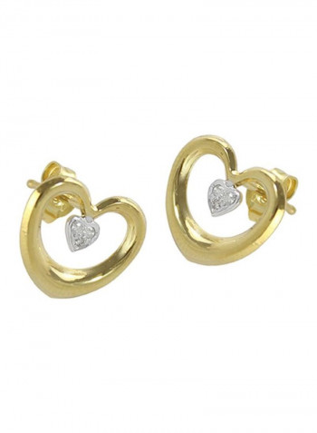 18 Karat Gold Diamond Studded Heart Earrings