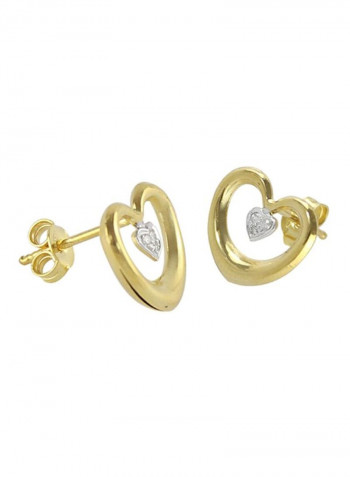 18 Karat Gold Diamond Studded Heart Earrings