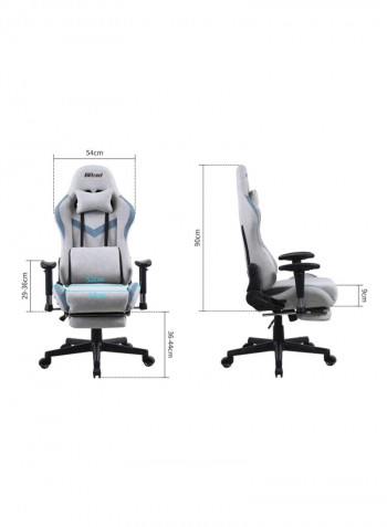 Gaming Chair Racing Style With Retractable Footrest Grey