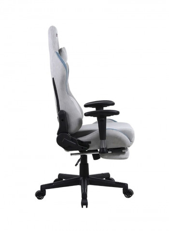 Gaming Chair Racing Style With Retractable Footrest Grey