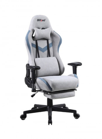 Gaming Chair Racing Style With Retractable Footrest Grey